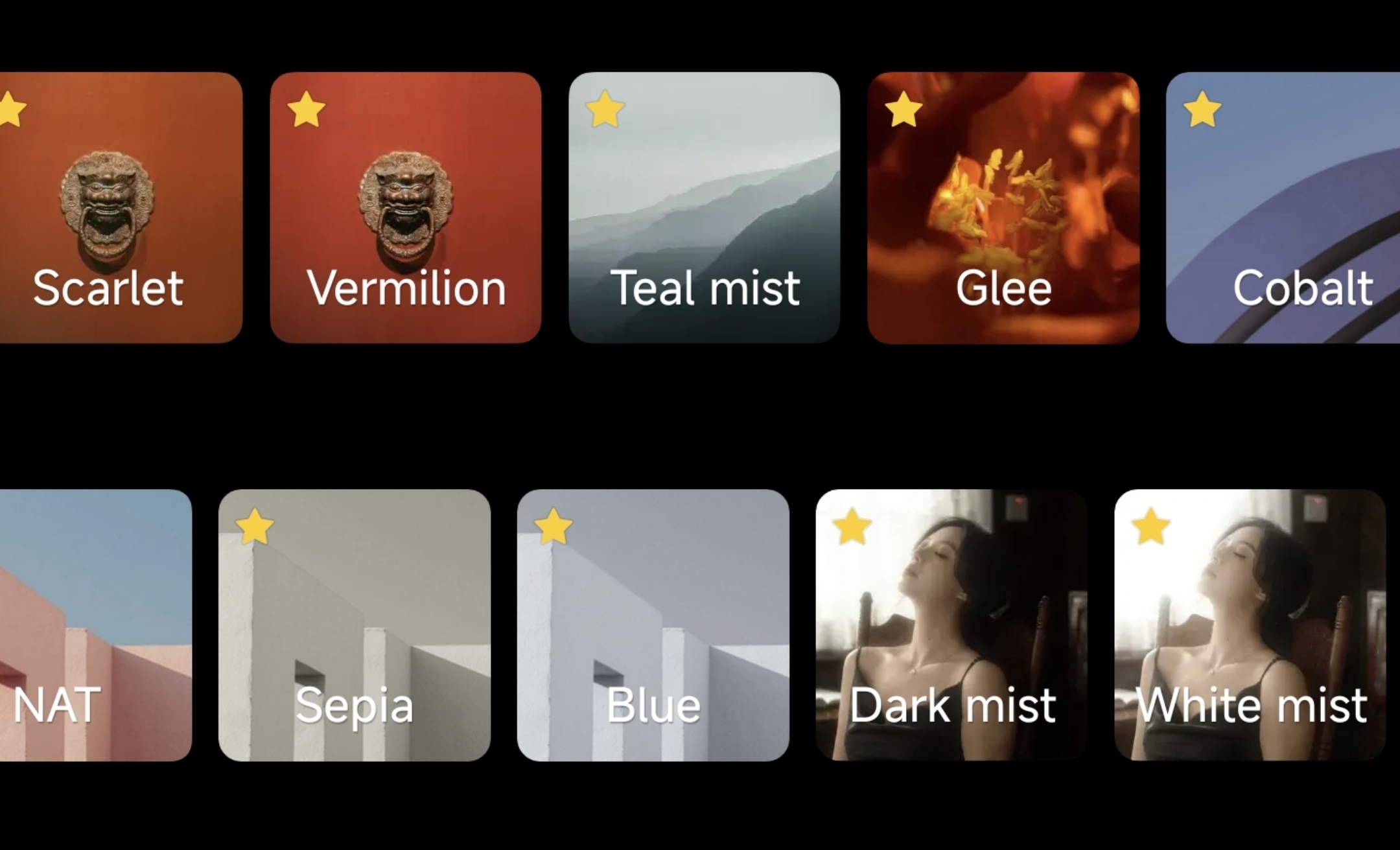 Examples of creative filter effects applied to photographs for artistic styles